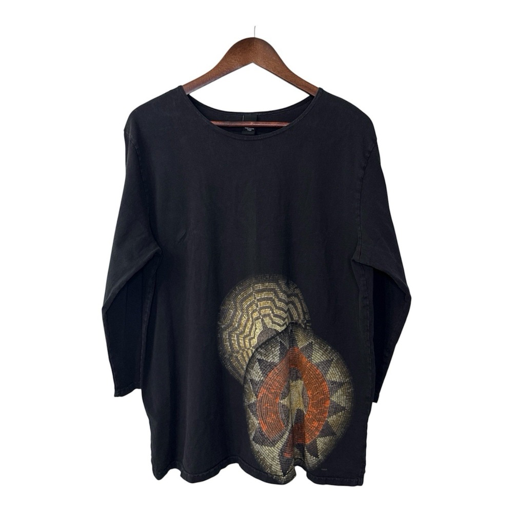 Sabaku Baskets t-shirt women's large black geometric Southwest art cotton USA
